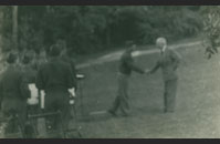 Rosato shaking hands with President Truman’s during the Potsdam Conference.