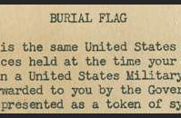 Burial flag message that was enclosed in the box with Blum’s burial flag.